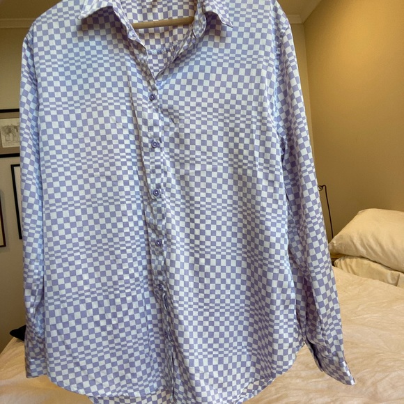Mauve & white checked flowy pyjamas - Picture 2 of 10